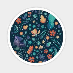 Colorful Vegetation Pattern With Flowers Magnet